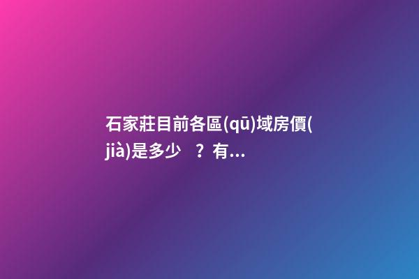 石家莊目前各區(qū)域房價(jià)是多少？有哪些樓盤值得推薦？